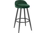 Sgabello Da Bar - Sgabello Da Banco - Poggiapiedi In Metallo - Rivestimento In Velluto - Non Regolabile In Altezza - Non Girevole - Seduta 37,5×34 Cm - Verde Scuro