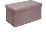 Panca Pieghevole - Sgabello Ottomano - Velluto - Coperchio Rimovibile - Spazio Di Archiviazione - Seduta Imbottita - 76X38X38 Cm - Rosso