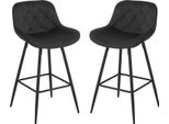 Set Di 2 Sgabelli Da Bar - Sgabello Da Bar Con Schienale - Velluto, Ergonomico - Altezza Seduta 67 Cm - Struttura In Metallo - 48,5×90×49,5 Cm - Nero