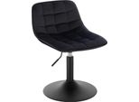 Sgabello Da Bar/Sgabello Da Banco - Regolabile In Altezza - Girevole A 360° - Con Schienale - Seduta 42,5X35 Cm - Altezza Totale 60,5-72 Cm - Velluto - Nero