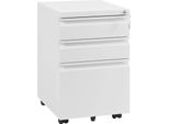 Contenitore Per Rotoli - Armadio Per Archiviazione - Chiudibile A Chiave - 3 Cassetti - Per Cartelle Sospese - Metallo - Con Rotelle - 39X46X62 Cm - Bianco