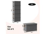 Scatole In Tessuto - Set 5 X 36 L - Pieghevoli - Con Coperchio E Maniglie - Rettangolari - Poliestere - Per Vestiti E Giocattoli - Rosa