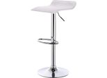 Sgabello Da Bar - Regolabile In Altezza, Girevole A 360°, In Pelle Finta, Base In Acciaio Cromato Ø38,5 Cm, Seduta 38,5X39 Cm, 62-84 Cm - Bianco