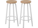 Sgabello Da Bar - Set Di 2 - Altezza 72 Cm - Seduta 30X30 Cm - Sedile In Mdf, Gambe In Acciaio Inox - Rovere Chiaro