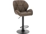 Sgabello Da Cucina - Sedia Girevole Con Alzata A Gas - Altezza Seduta 60-82 Cm - Seduta In Pelle - Struttura In Acciaio Cromato Con Poggiapiedi - Schienale 37 Cm - Portata 100 Kg - Marrone Scuro