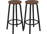 Set Di 2 Sgabelli Da Bar - Sgabello Da Cucina - Altezza 72 Cm - Seduta 30X30 Cm - Seduta In Mdf, Struttura In Metallo - Design Minimalista - Faggio Scuro
