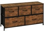 Credenza/Tv - Cassettiera Con 5 Cassetti - 100 X 54 X 30 Cm (L X A X P) - Struttura In Metallo, Cassetti In Tessuto - Portata 40 Kg - Moderno - Rosso Vino