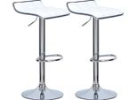 Set Di 2 Sgabelli Da Bar - Sgabello Da Bar - Altezza Regolabile 64-86 Cm - Girevole - Seduta Imbottita In Pelle Finta 38X40 Cm - Struttura In Acciaio Cromato - Portata Fino A 100 Kg - Bianco