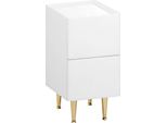 Comodino - Tavolino - 2 Cassetti - Legno - Altezza 51 Cm - Misura M - Stile Marocchino Moderno - Bianco