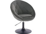 Sgabello Da Bar - Girevole - Altezza Regolabile 81-93 Cm - Rivestimento In Velluto - Con Braccioli - Ergonomico - Design Moderno - Grigio Scuro