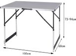 Tavolo Da Campeggio Pieghevole - Tavolo Da Esterno - Struttura In Alluminio - Piano In Legno - Altezza 73-94 Cm - 100 X 60 Cm - Per 4 Persone - Grigio