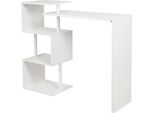 Tavolo Bar Da Cucina Bistro - Tavolo Bar Con 2 Ripiani - Piano 97,5×38 Cm - Altezza 100 Cm - Portata 100 Kg - Per 2 Persone - Bianco