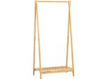 Appendiabiti In Bambù - Appendiabiti Autoportante - Con Ripiano E Scarpiera - 60 X 35 X 120 Cm - 1 Asta Appendiabiti - Moderno, Robusto - Giallo