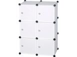 Armadio Componibile - Ripiano In Plastica - 6 Scomparti Con Ante - Anta Scorrevole - 96 X 30 X 96 Cm - Bianco