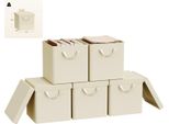 Porta Abiti - Scatola Pieghevole Con Coperchio - Set Di 5 - 34 L - Tessuto Non Tessuto + Struttura In Metallo - 33 X 31,5 X 33 Cm - Rosa