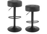Set Di 2 Sgabelli - Sgabello Da Bar - Girevole A 360° - Similcuoio - Struttura In Metallo - Seduta Rotonda 38 Cm - Altezza Seduta 60,5 Cm - Caffè Chiaro