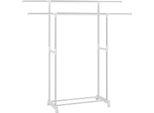 Appendiabiti - Appendiabiti Con Rotelle - Doppio Appendiabiti - Regolabile In Altezza - Ripiano - Acciaio Inox + Plastica - Rosso