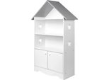 Libreria Per Bambini - Scaffale Con Anta - Mdf - Dimensioni 62 X 27,5 X 115 Cm - Contenitore Per Giocattoli E Libri - Bianco
