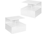 Comodino A Parete - Comodino Con Cassetto - Set Di 2 - Legno - 40×35×31 Cm - Bianco