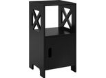 Comodino - Mobiletto Laterale - Altezza 60 Cm - 1 Anta + Vano A Giorno - Legno Mdf - Si Monta Da Soli - Nero