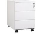 Cartella In Metallo - Contenitore A Rotolo Con 3 Cassetti - Chiusura A Chiave - Con Rotelle - Archiviazione A Sospensione Regolabile - 39 X 52,4 X 54 Cm - Bianco
