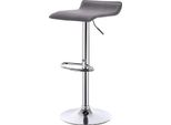 Sgabello Da Bar - Altezza Regolabile 62-84 Cm - Girevole - Seduta In Pelle Finta 38,5 X 39 Cm - Base In Acciaio Cromato Ø 38,5 Cm - Portata 100 Kg - Grigio