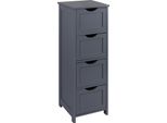 Mobile Da Bagno - Mobile Da Terra - 4 Cassetti - Mdf - 30×30×81 Cm - Dimensione Cassetti 25×30×17 Cm - Grigio