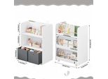 Libreria Per Bambini Su Rotelle - Libreria E Carrello Porta Libri - Bifacciale - Con Contenitori - Rovere - 62,5X40X82,5 Cm - Cameretta E Stanza Dei Bambini - Bianco Avorio