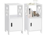 Comodino - Comodino Slim - 30 X 60 X 30 Cm - 1 Vano Aperto + Armadio Con Anta - P2 Mdf - Caricabile Fino A 25 Kg - Bianco
