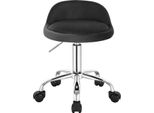 Sgabello Da Ufficio - Sgabello Girevole Con Rotelle - Velluto - Altezza Regolabile 53-65,5 Cm - Schienale Basso - Rotazione Di 360° - Seduta 30X30 Cm - Fino A 120 Kg - Grigio Scuro