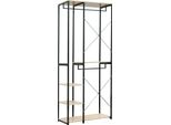 Appendiabiti Con Ripiani - Appendiabiti A Stelo - 2 Binari Per Abiti - 4 Ripiani - 90×40×204,5 Cm - 10 Kg Per Binario - Nero E Rovere Chiaro