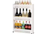 Scaffale Stretto - Scaffale A Carrello - 54×13×72 Cm - Plastica Pp - Con Rotelle - Cucina E Bagno - Bianco