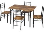 Set Da Pranzo - Tavolo Con 4 Sedie - Rettangolare - Mdf - Per 4 Persone - Dimensioni 110 X 76 X 70 Cm - Necessario Il Montaggio - Marrone Rustico