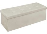 Panca Pieghevole - Panca/Pouf - Dimensioni 110 X 37,5 X 38 Cm - Volume 118 L - Portata Fino A 300 Kg - Mdf E1 - Velluto - Crema