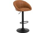 Sgabello Da Bar - Sgabello Da Cucina - Girevole A 360° - Altezza Regolabile 62-82 Cm - Seduta In Pelle Finta - Con Schienale E Braccioli - Poggiapiedi In Metallo - Marrone