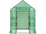 Serra - Serra A Scaffale Calpestabile - 6 Livelli - 143×73×195 Cm - Pellicola Pe Resistente Ai Raggi Uv - Telaio Tubolare In Acciaio - Protezione Delle Piante - Taglia M - Verde/Bianco