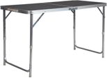 Tavolo Da Campeggio - Tavolo Da Picnic Pieghevole - Altezza Regolabile 55-70 Cm - 120X60 Cm - Struttura In Alluminio - Piano In Mdf - Portata 30 Kg - Nero