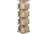 Libreria Girevole - Scaffale In Piedi - 3 Livelli - Rotazione Di 360° - Mdf - 39X39X128 Cm - Bianco
