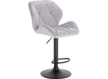 Sgabello Da Bar - Altezza Regolabile Con Alzata A Gas 60-82 Cm - Girevole A 360° - Schienale 37 Cm - Seduta 50X40 Cm - Base In Acciaio Cromato Con Poggiapiedi - 100 Kg - Velluto Grigio Chiaro