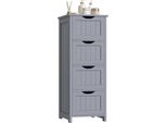 Mobile Da Bagno - Mobile Contenitore Indipendente - Stretto - 4 Cassetti - 30 X 30 X 82 Cm - Materiale A Base Di Legno - Grigio Chiaro