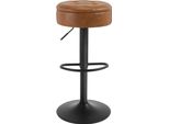 Sgabello Da Bar - Girevole A 360° E Regolabile In Altezza - Pelle Finta - Con Schienale - Base In Metallo - Marrone