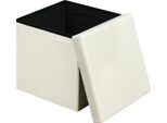Sgabello Ottomano Con Vano Portaoggetti - Sgabello Cubo - 38 X 38 X 38 Cm - Volume 20 L - Capacità Di Carico 100 Kg - Coperchio Rimovibile - Seduta Imbottita - Crema