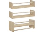 Mensole Da Parete Per Bambini - Mensole Galleggianti Da Parete - Set Di 3, In Legno Di Pino, Montessori - 50X15X14 Cm - 20 Kg Per Mensola - Grigio Chiaro