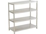 Scaffale Da Cucina In Acciaio Inox - Scaffale A 4 Livelli - 120 X 40 X 150 Cm - Portata 50 Kg - Struttura Robusta - Per Catering E Dispensa - Argento
