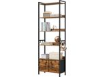 Libreria - Libreria Tipo 2 - 5 Ripiani - Struttura In Metallo - Armadio Con Anta E Cassetto - 40 X 187 X 30 Cm - Portata 40 Kg - Viola