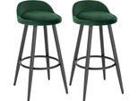 Set Di 2 Sgabelli Da Bar - Sgabello Da Banco Con Poggiapiedi - Velluto, Altezza Seduta 69,5 Cm, Altezza Totale 78,5 Cm, Fino A 120 Kg, Seduta 37,5X34 Cm - Verde Scuro