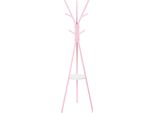 Appendiabiti - Appendiabiti A Piantana - 9 Ganci, 1 Ripiano, Metallo + Mdf, 50X50X180 Cm, 5 Kg Per Gancio - Rosa