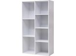 Libreria - Scaffale A Cubo - 7 Scomparti - E1 Mdf - 59,5X29,5X108 Cm - Moderno Minimalista - Aperto Senza Ante - Bianco