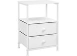 Comodino - Tavolino - 2 Cassetti - Vano A Giorno - Vano Portaoggetti - Legno - Design Moderno - Richiede Il Montaggio - Bianco