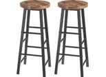 Set Di 2 Sgabelli Da Bar - Sgabello Alto Da Bistrot - Altezza 71 Cm, Seduta 30X30 Cm - Mdf 25 Mm, Struttura In Acciaio Inox - Protezione Del Pavimento, Fino A 100 Kg - Cachi Scuro
